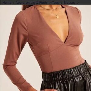 Abercrombie & Fitch Long Sleeve Top in Brown